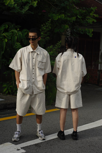 Null Label Oversized Button Shirt in Beige
